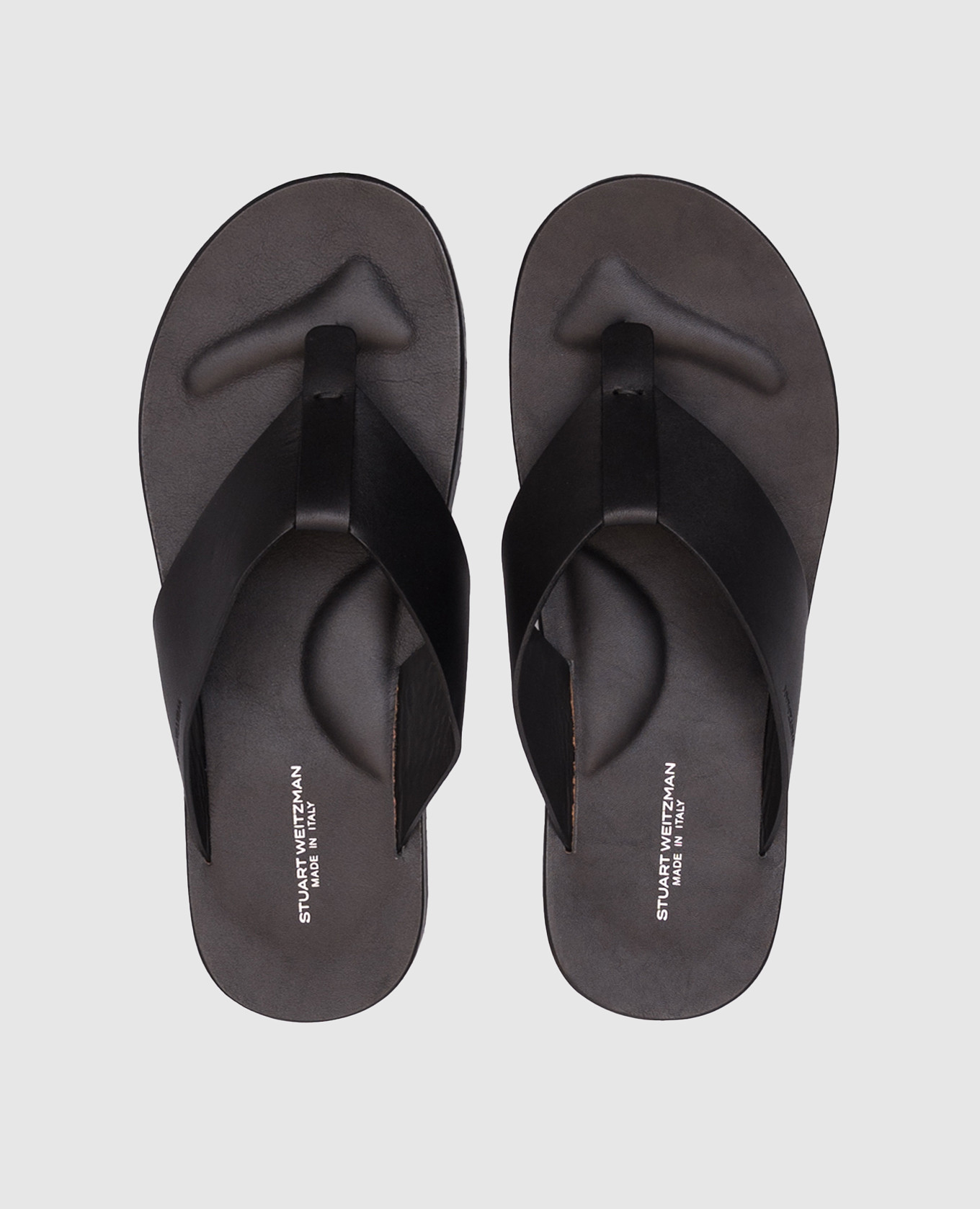 

BASTIAN black leather flip-flops with logo Stuart Weitzman