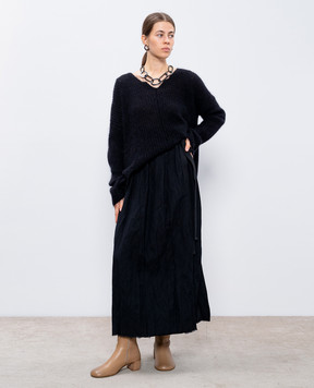 Masnada Black maxi skirt with a smell of wool 7717
