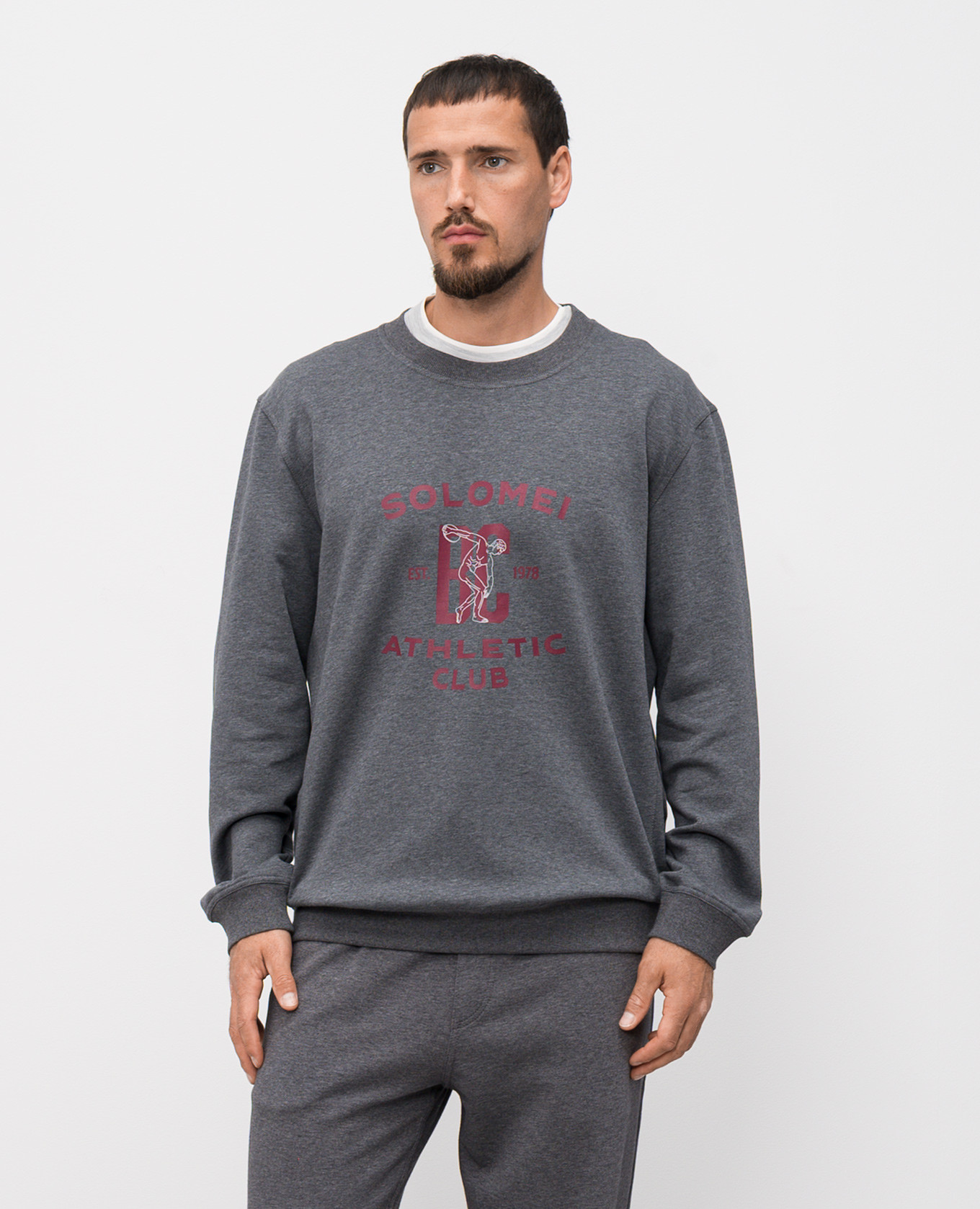 

Gray sweatshirt with branded print Brunello Cucinelli, Grey