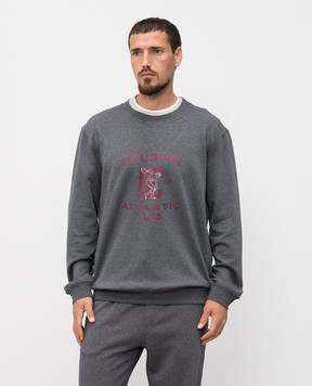 Brunello Cucinelli Gray sweatshirt with branded print MW8633380G