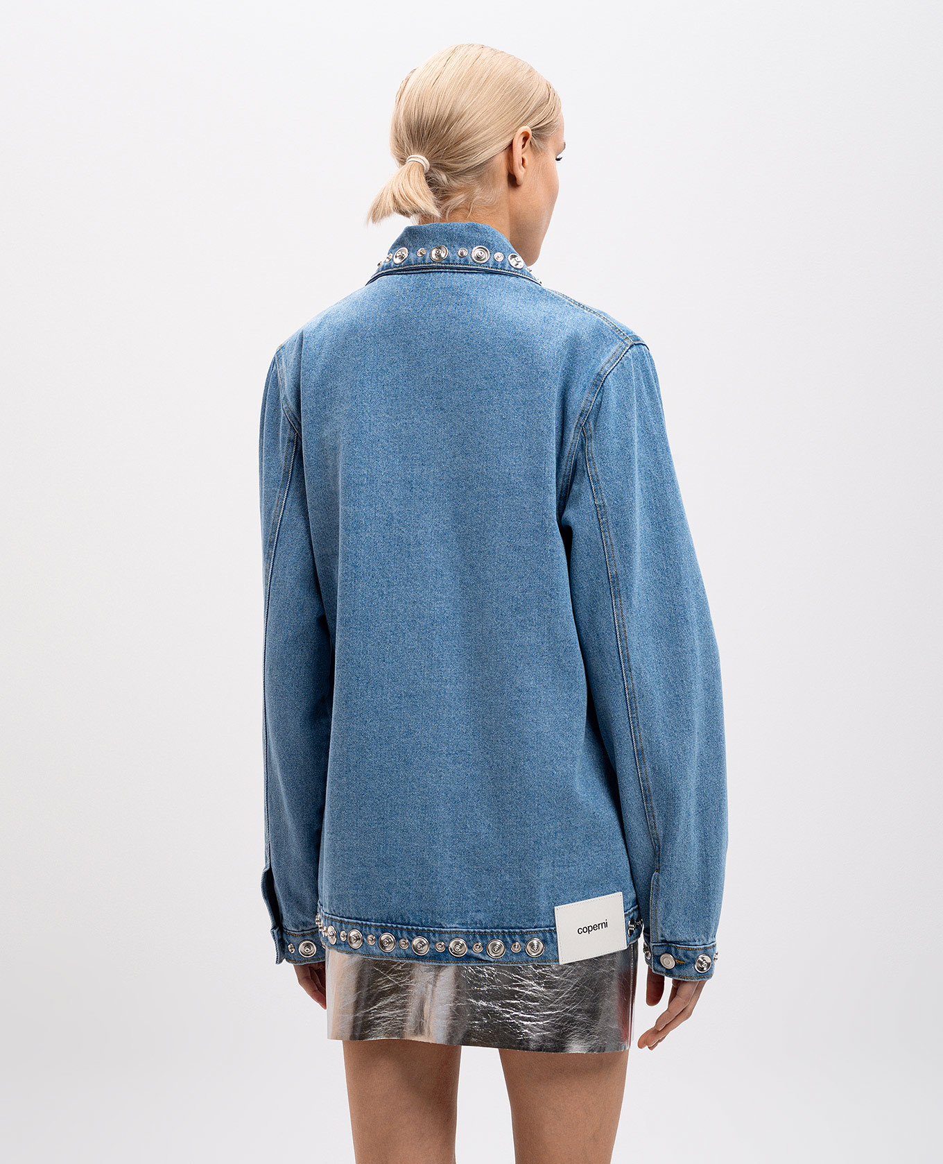 

Blue denim jacket with metal studs Coperni, Light blue