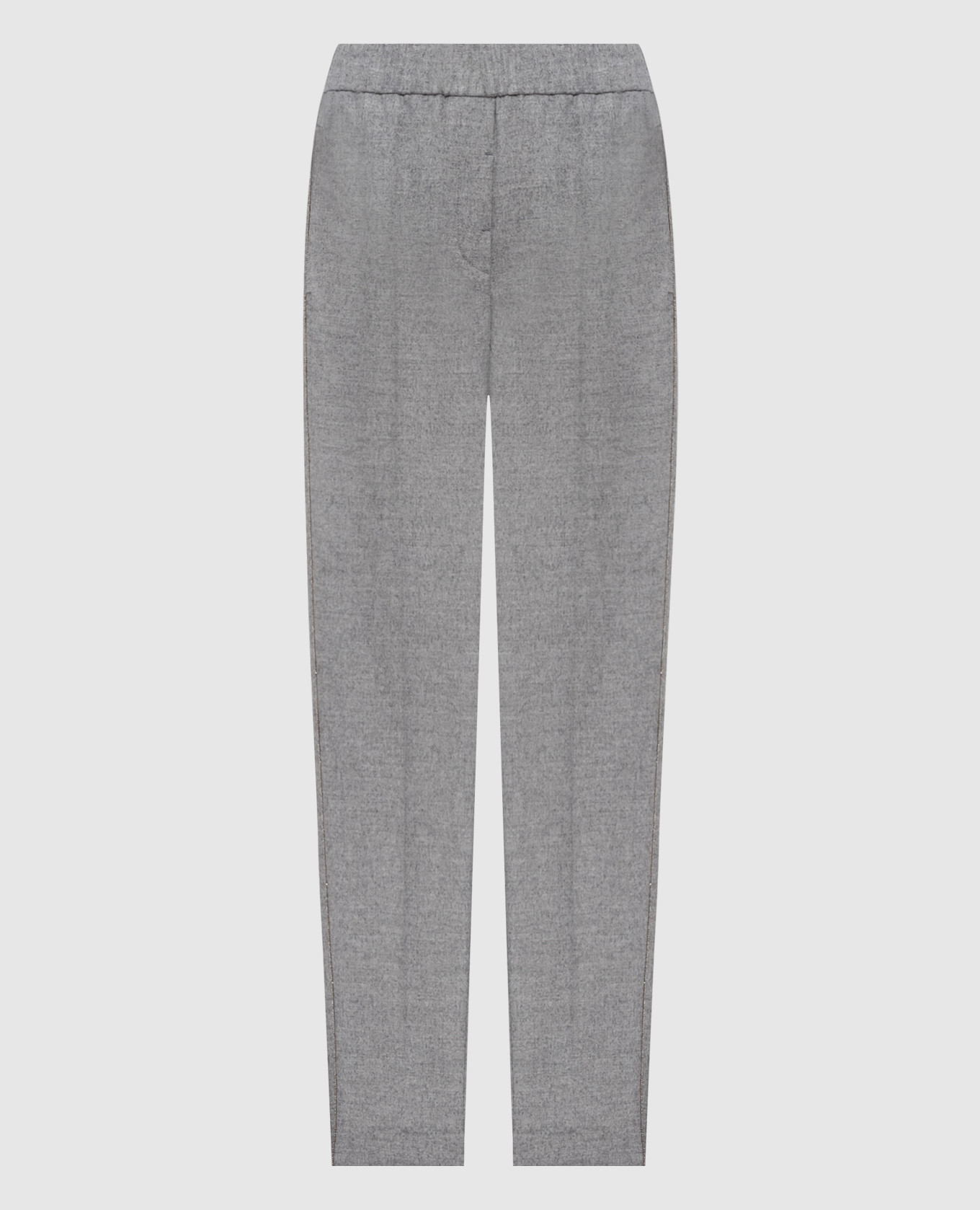 Gray wool pants with monil chain Peserico
