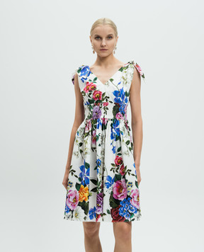Dolce&Gabbana White dress with floral print F6I0ATHS5S6