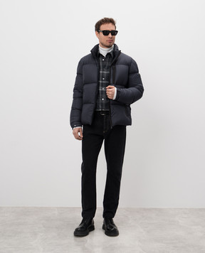 Moncler Blue down jacket with logo patch J20911A00200549SK