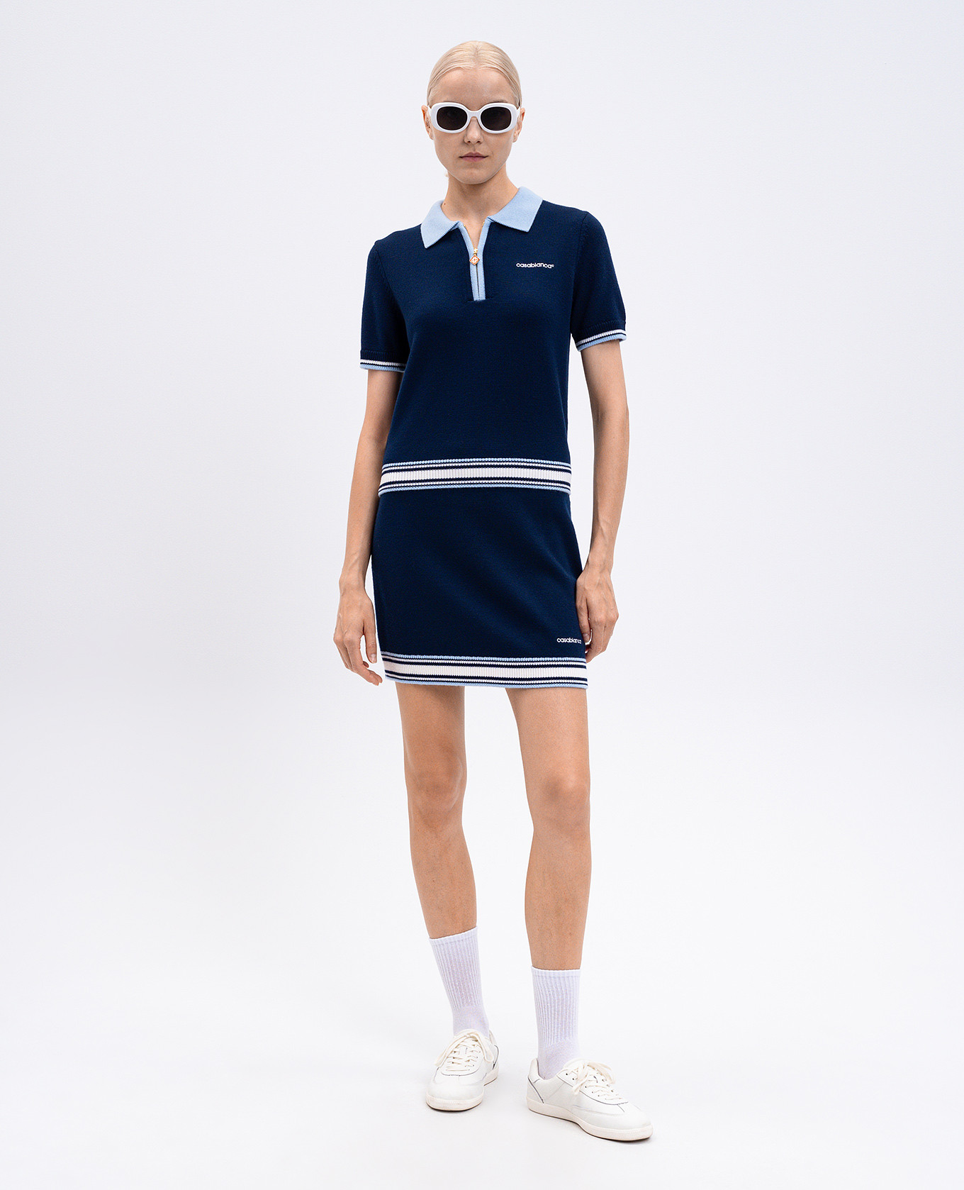 Blue merino wool mini skirt with logo Casablanca 2