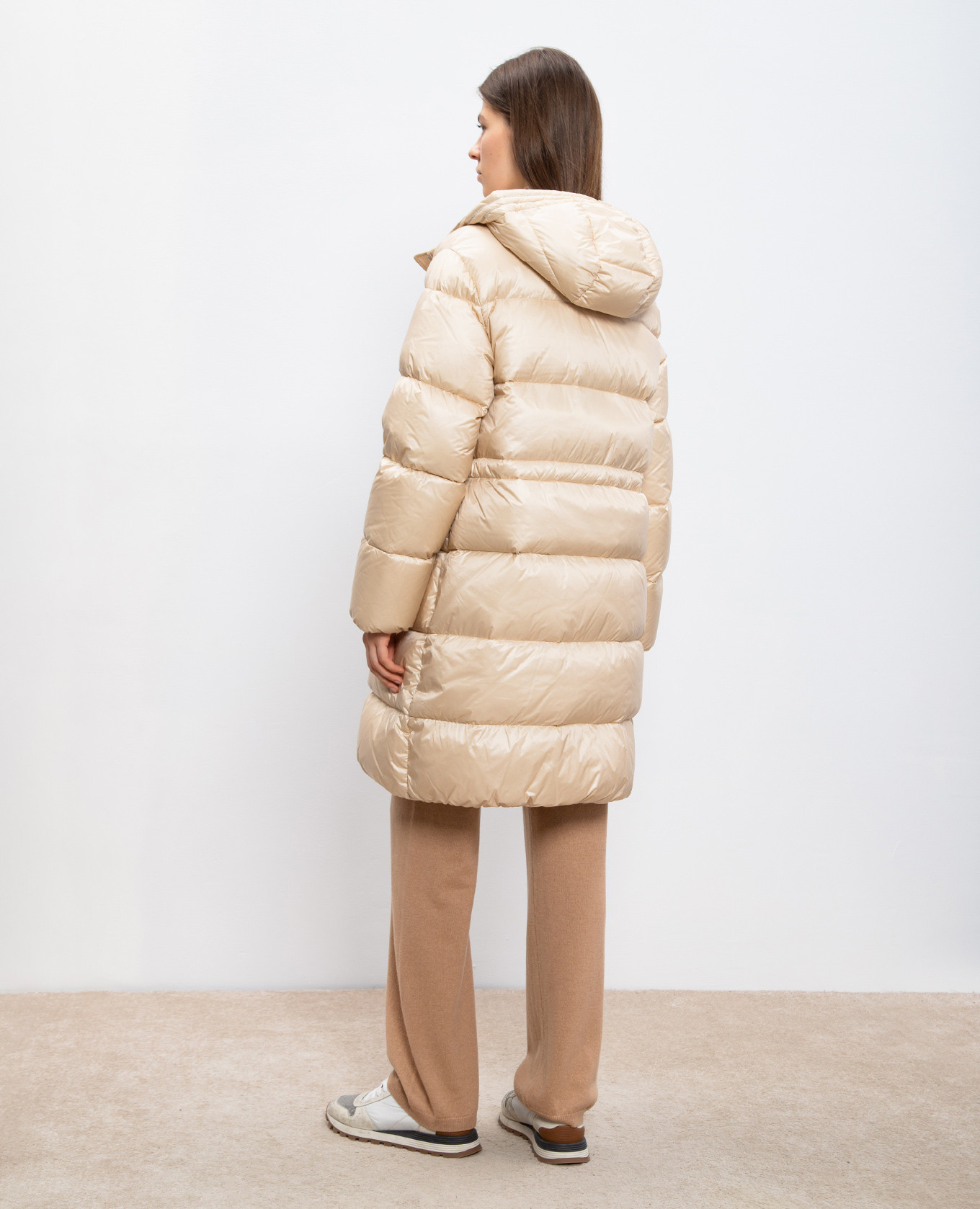 

Beige quilted down jacket with monil chain Peserico