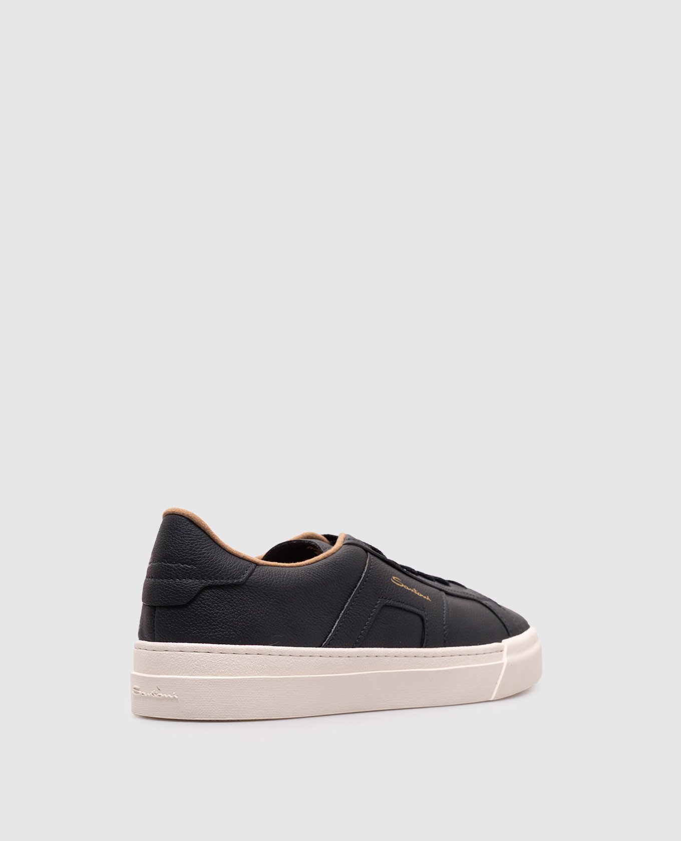 

Blue leather sneakers with logo Santoni