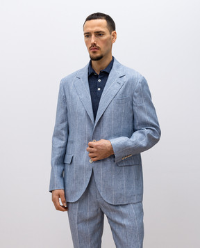 Brunello Cucinelli Blue striped linen jacket MB4007BTD