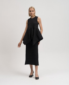 UMA WANG Black Tug top with asymmetric basque UW1033
