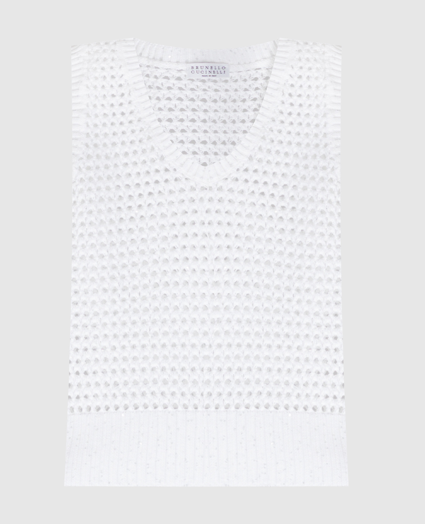 

White openwork vest with sequins Brunello Cucinelli, Белый