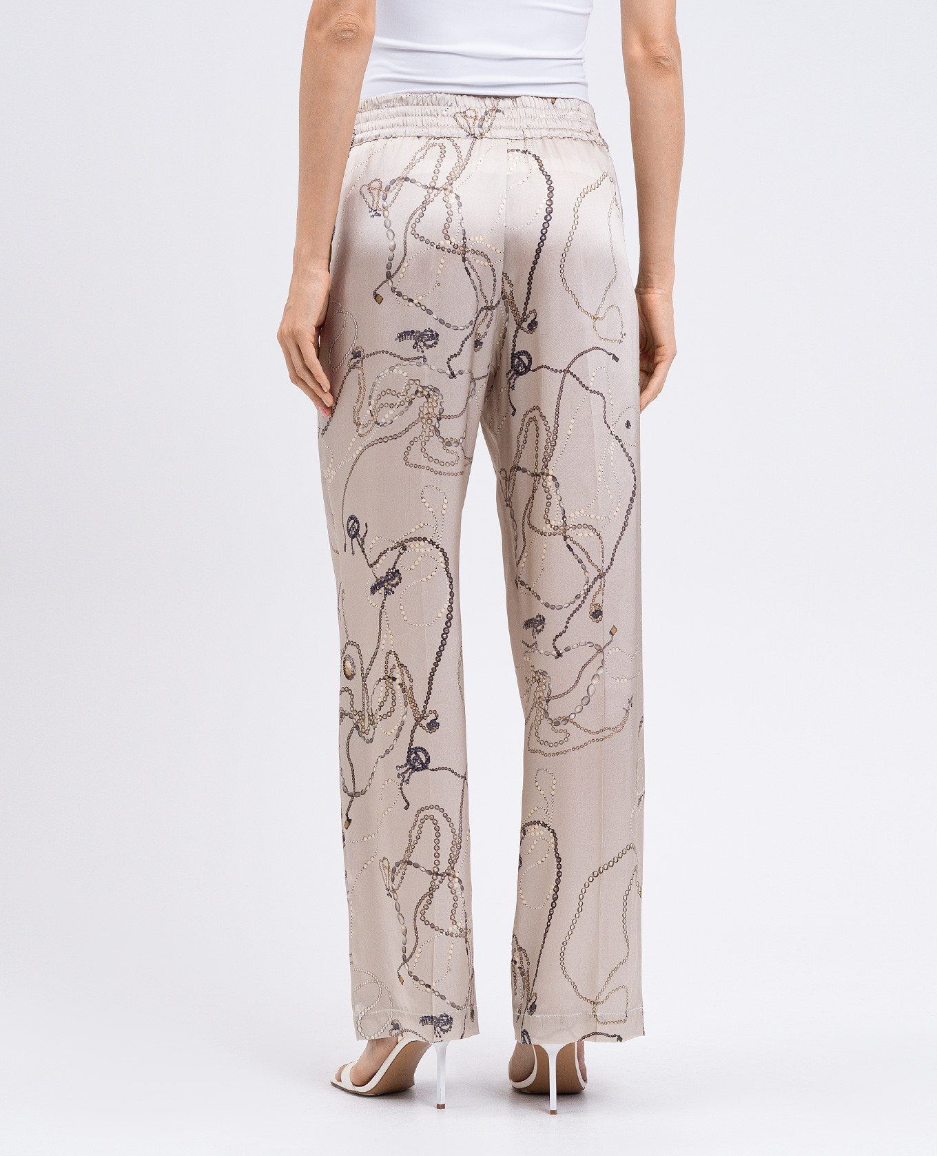 

Beige printed silk pants Victoria Beckham