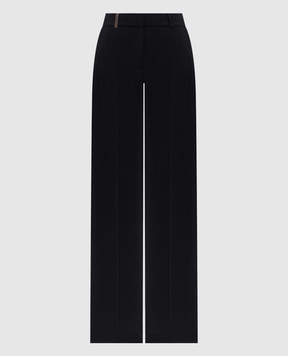 Peserico Black wool pants with brand patch A0454702008