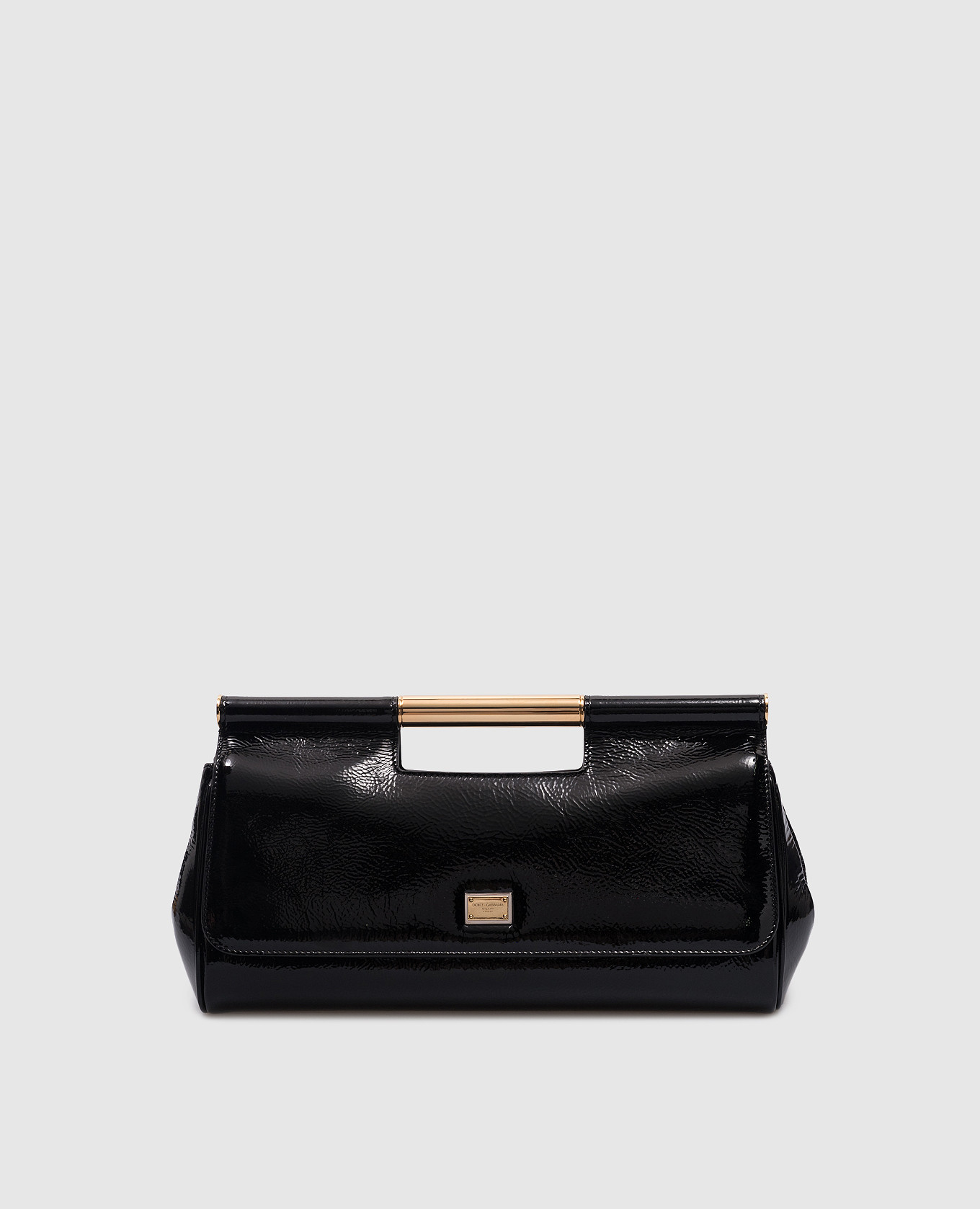 

Black patent leather Sicily clutch with logo Dolce&Gabbana, Черный