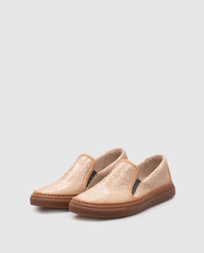 Brunello Cucinelli Gold slip-ons with lurex MZD26G162