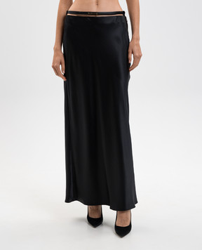 Tom Ford Black silk maxi skirt with belt GC5829FAX1664