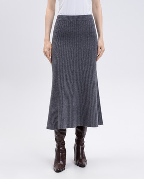 Twinset Gray wool and cashmere midi skirt 252TP3573