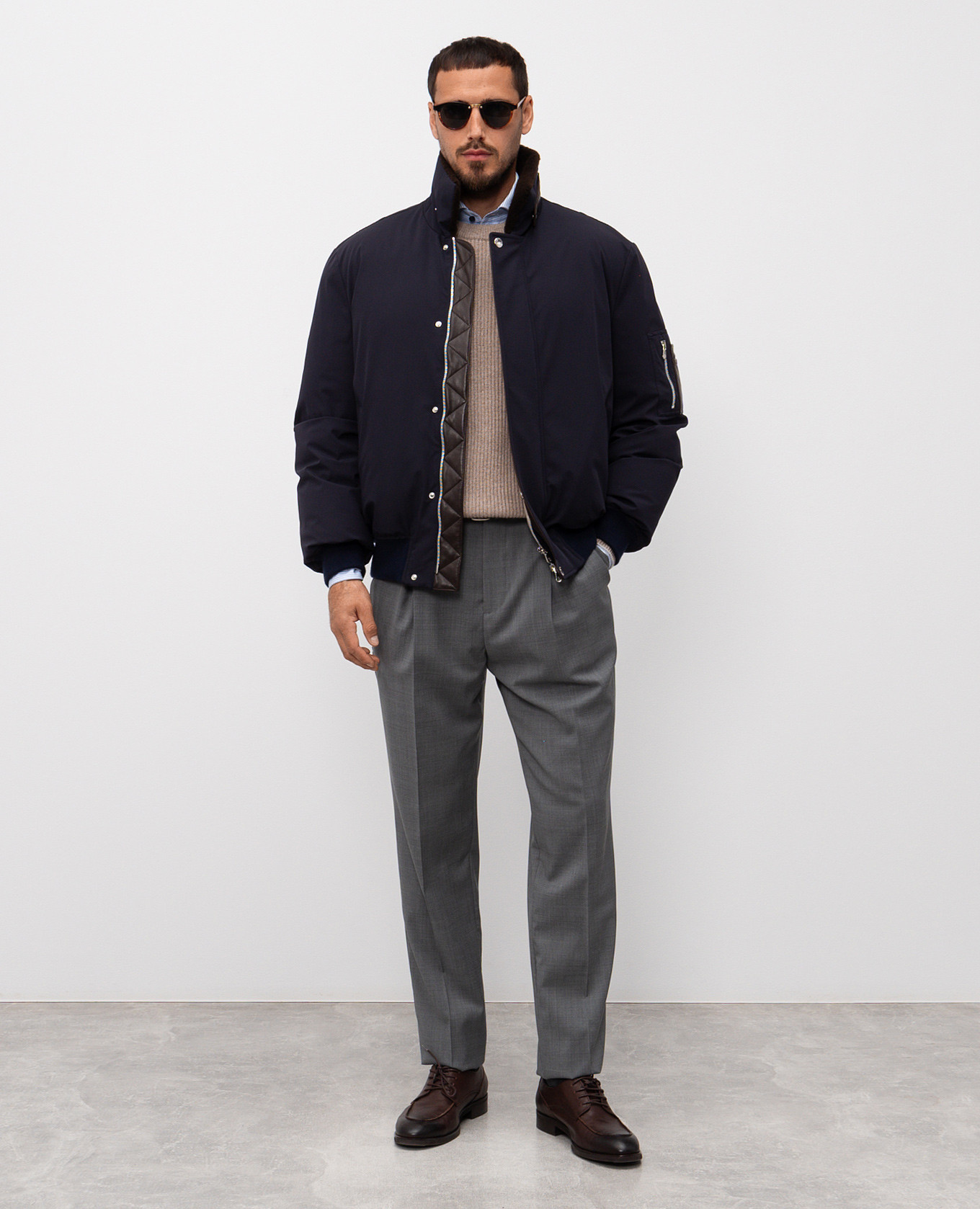 

Grey wool trousers with logo patch Brunello Cucinelli