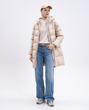 Peserico Beige quilted down jacket with monil chain S24105D01945