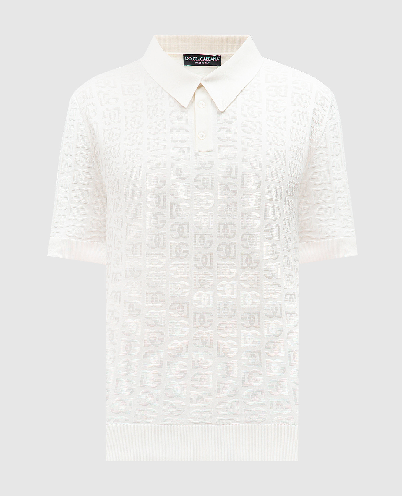 Beige polo shirt made of silk in a woven pattern Dolce&Gabbana
