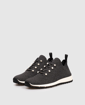 Jimmy Choo Grey Veles cashmere sneakers VELESPZG