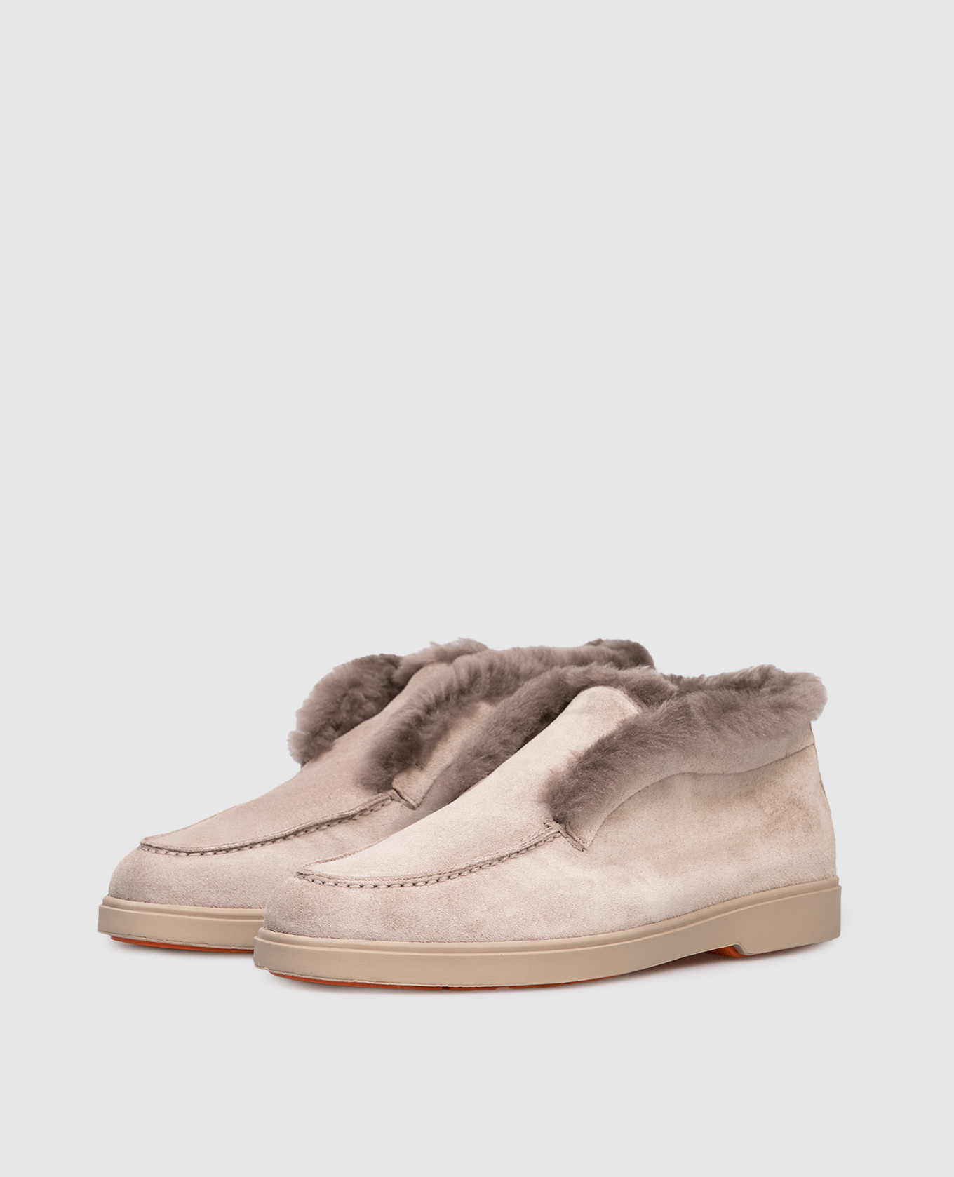 

Gray suede deserts with fur Santoni, Grey