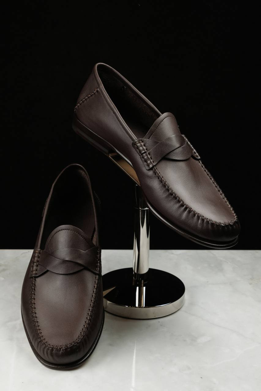 Brown leather loafers with logo Tom Ford 6
