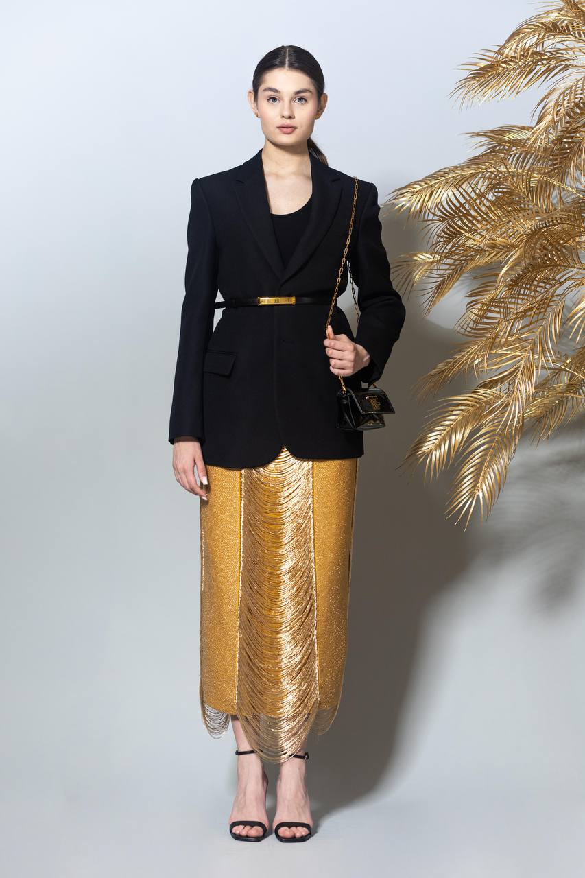 

Yellow midi skirt with fringe Alexander McQueen