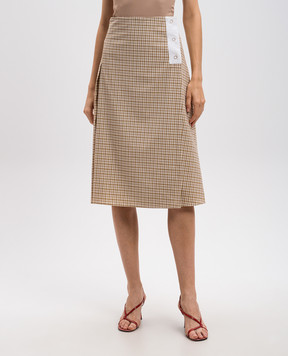 Victoria Beckham Beige skirt made of wool in a pattern SKMID3408B