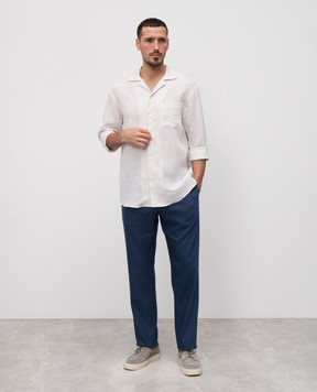 Canali Blue linen and wool pants AE02571U7003