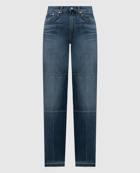Helmut Lang Blue jeans with logo patch O10DW203
