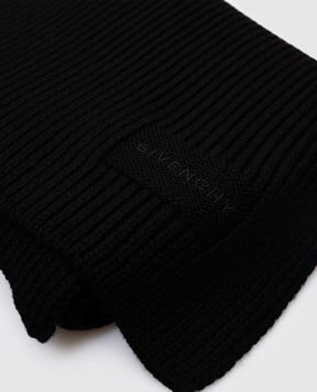 Givenchy Black wool scarf with logo 710009317001