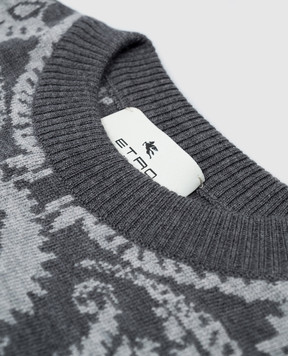 Etro Children's gray sweater made of wool in the VENUS pattern GV9P50W0033810