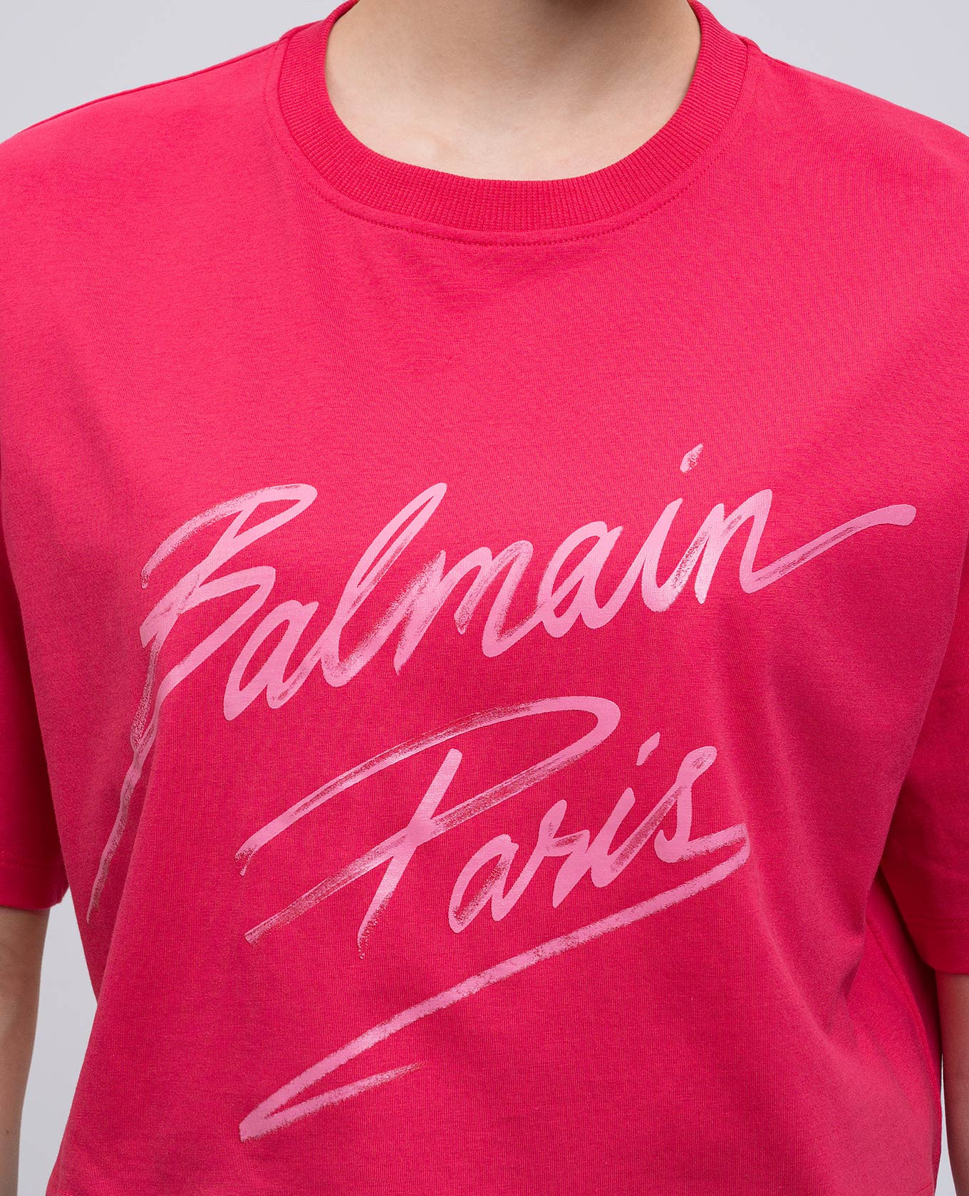 

Pink cropped T-shirt with logo Balmain