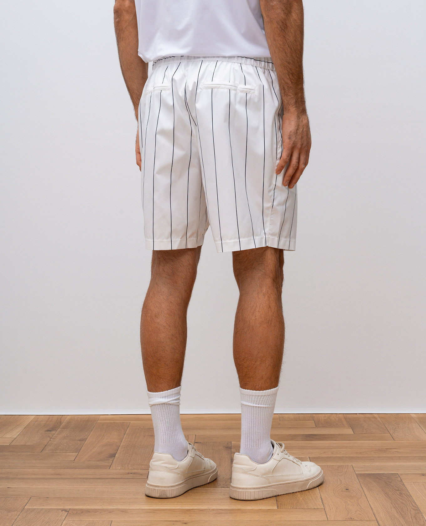 

White striped shorts with logo patch Brunello Cucinelli