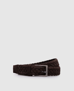 Peserico Brown suede braided belt R72023C0CC507