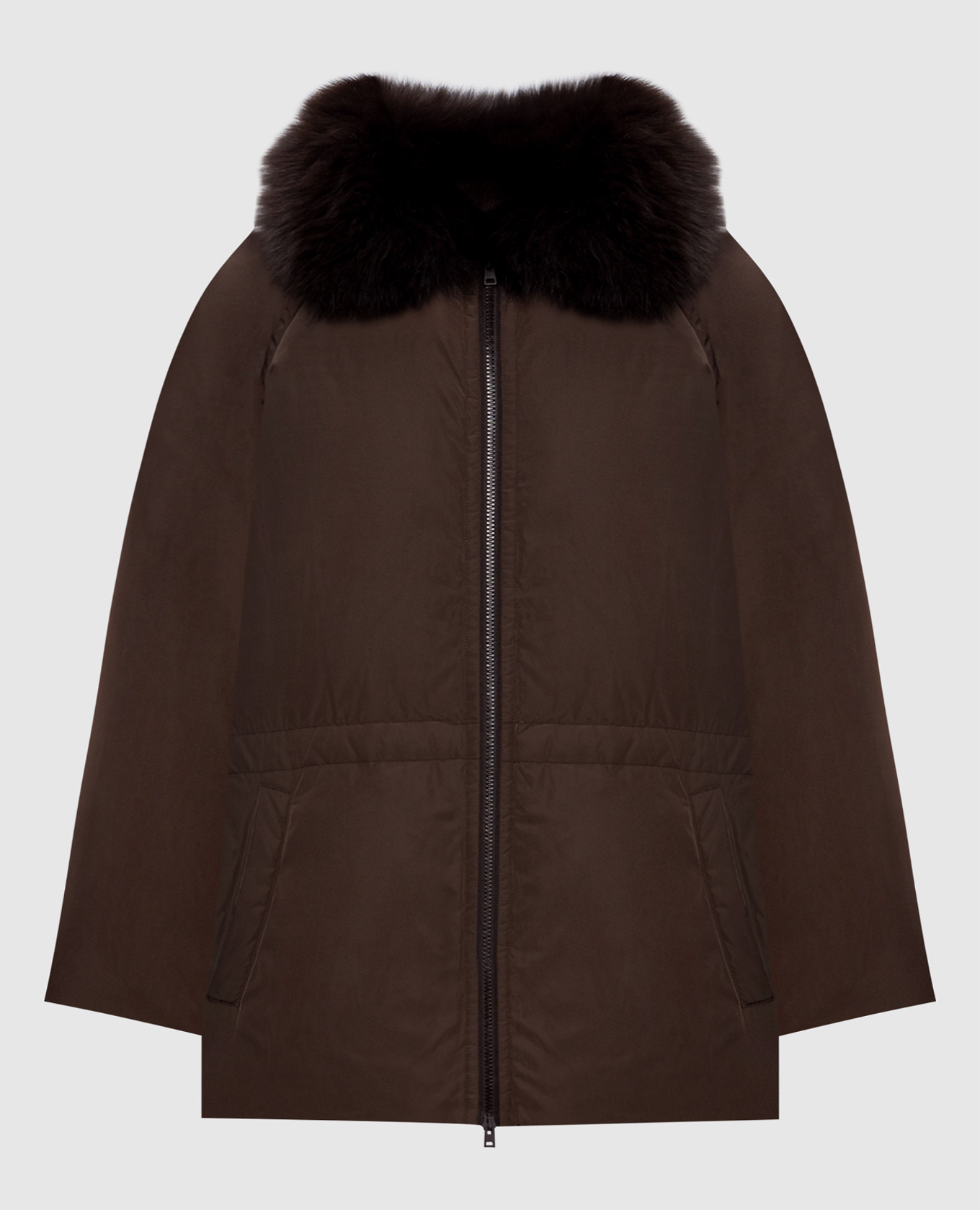 

Brown down jacket with fox fur hood Yves Salomon