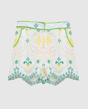 Charo Ruiz White linen Mason shorts with broderie embroidery 244500