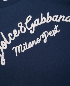 Dolce&Gabbana Children's blue T-shirt with embroidered logo L4JTIGG7OIE812+