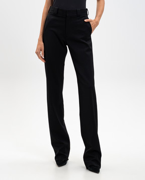 Vetements Black wool trousers with logo patch WH76TP300B