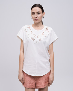 Twinset White top with floral patch 251LM2PEE
