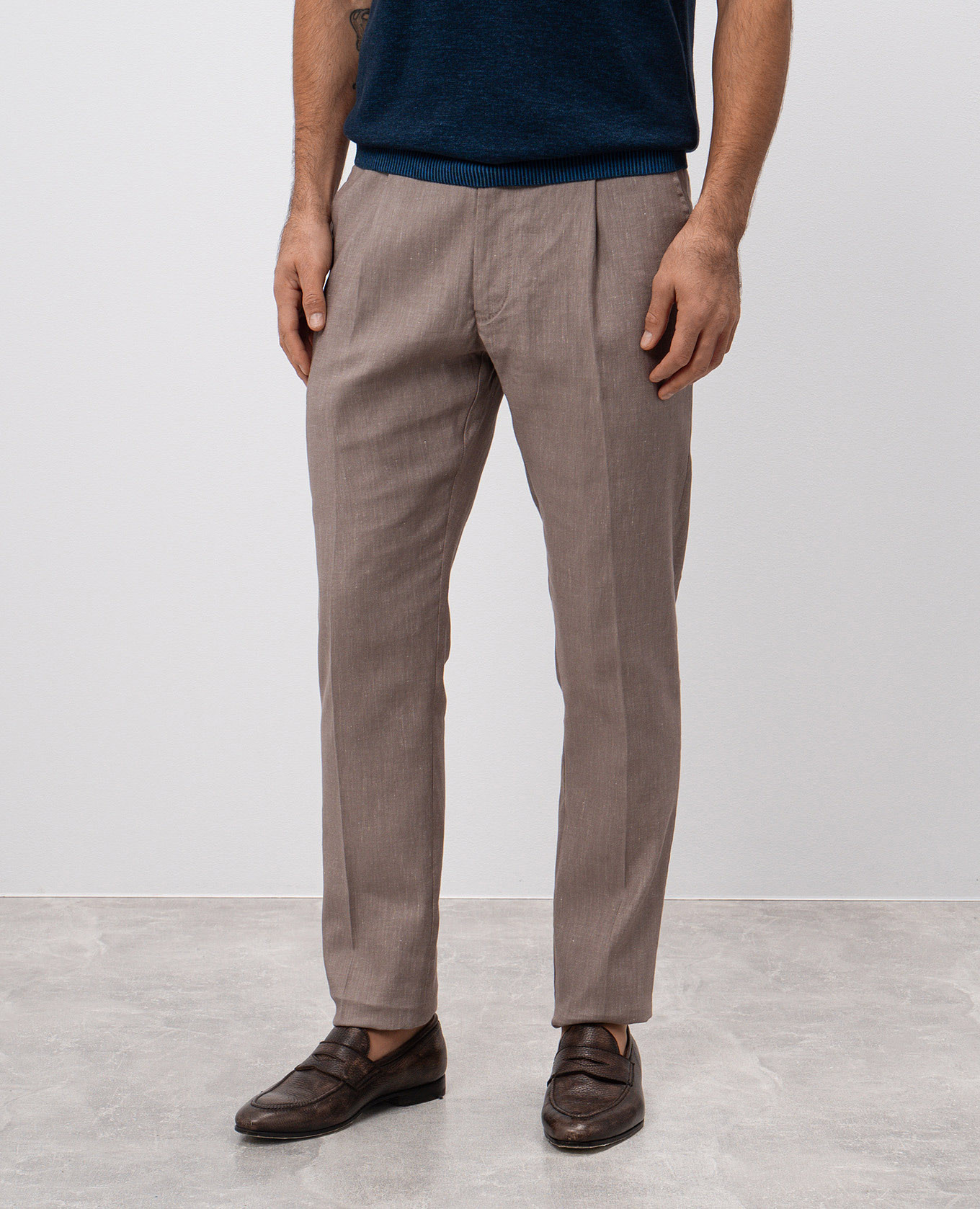 

Beige pants ANTON with linen MooRER