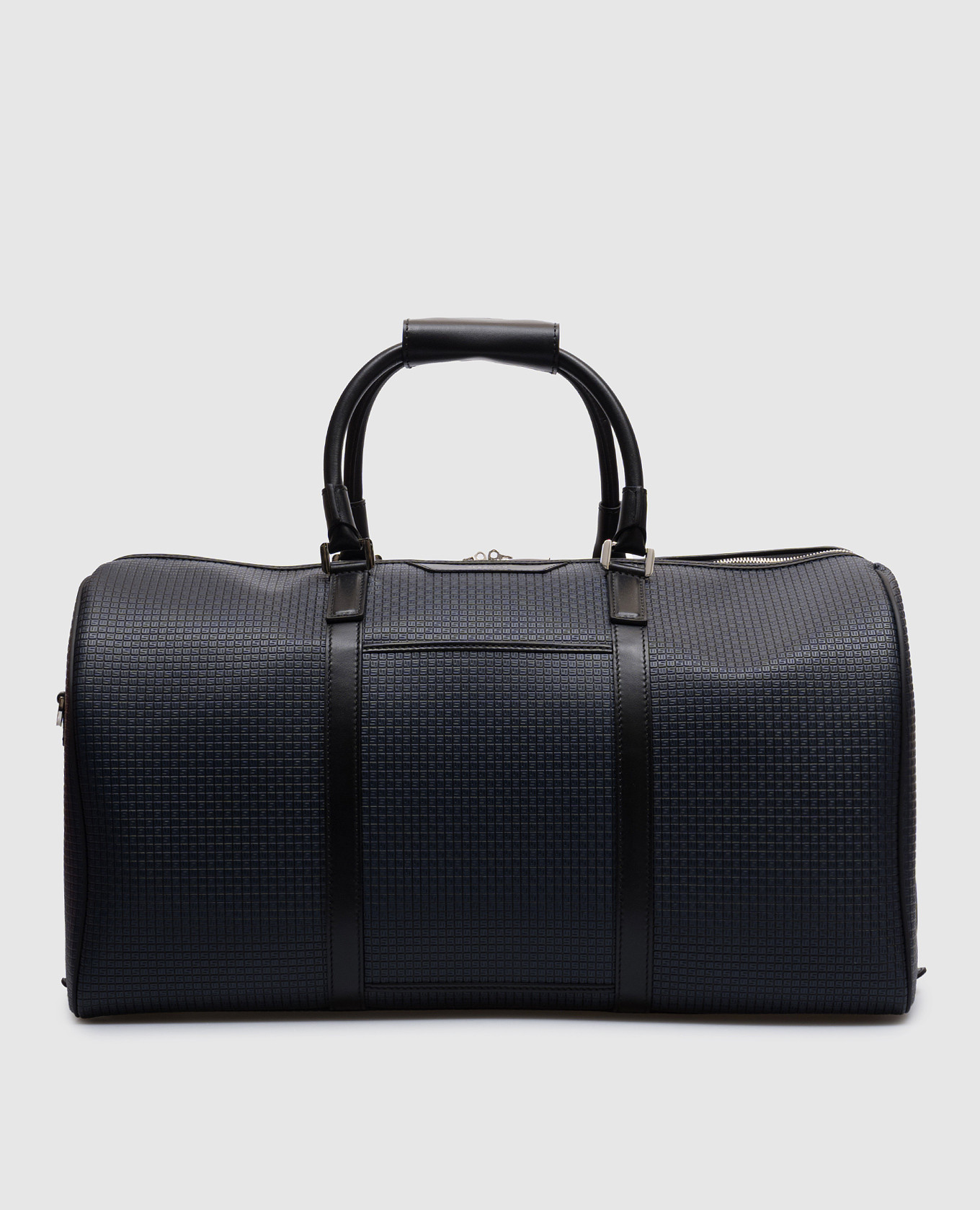 

Blue leather travel bag with embossed logo monogram Serapian