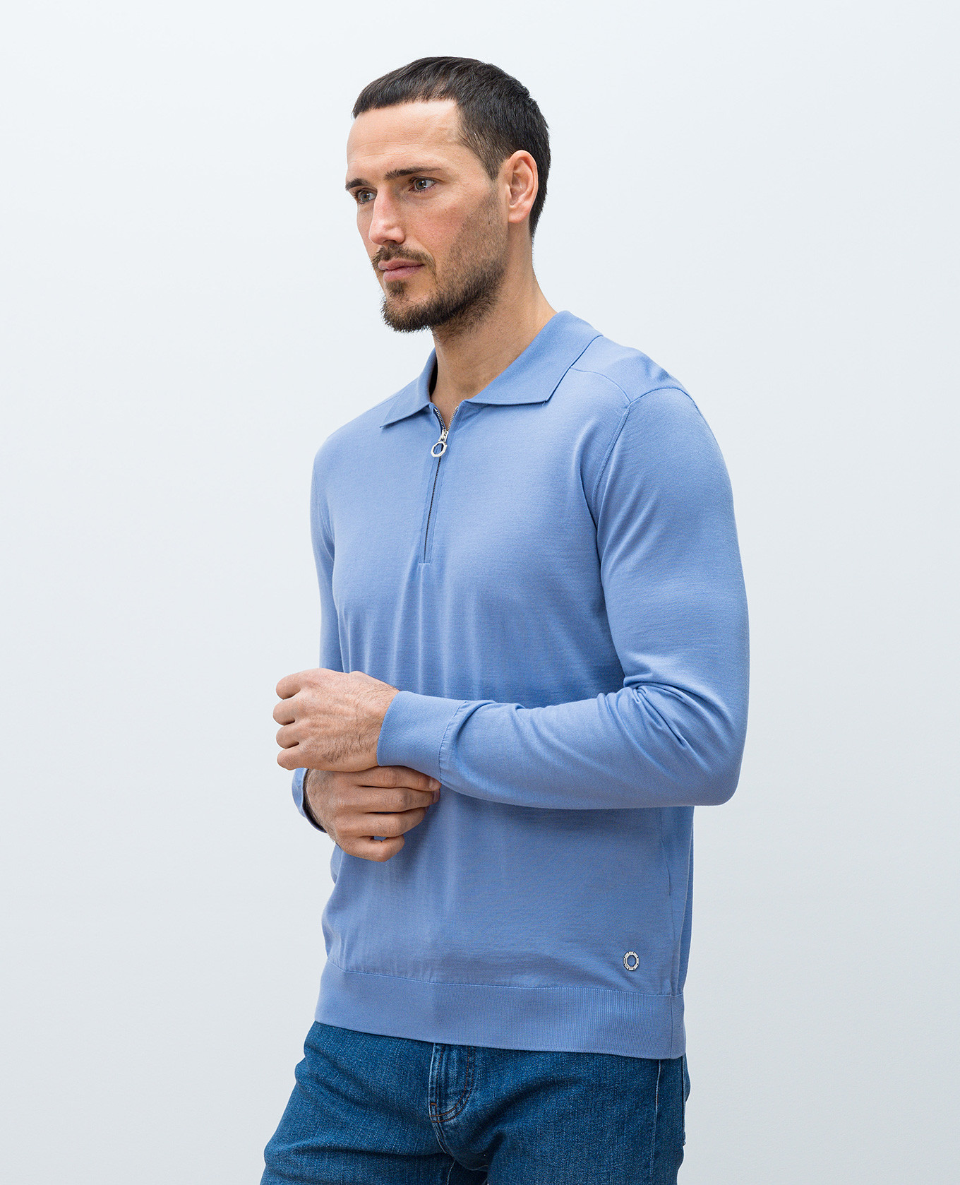 

Blue cashmere polo shirt Stefano Ricci, Light blue