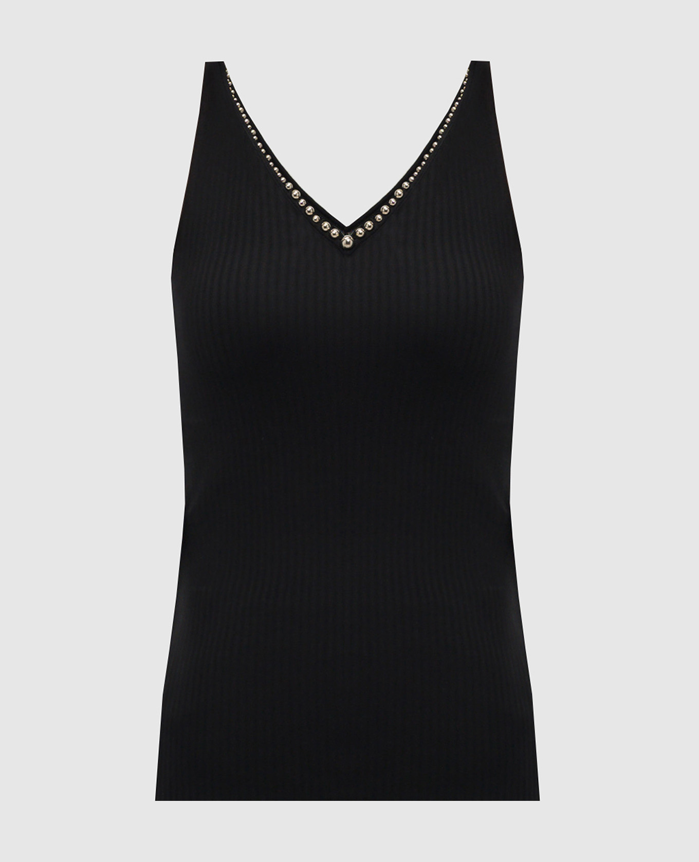 

Black ribbed top with beads Twinset Actitude