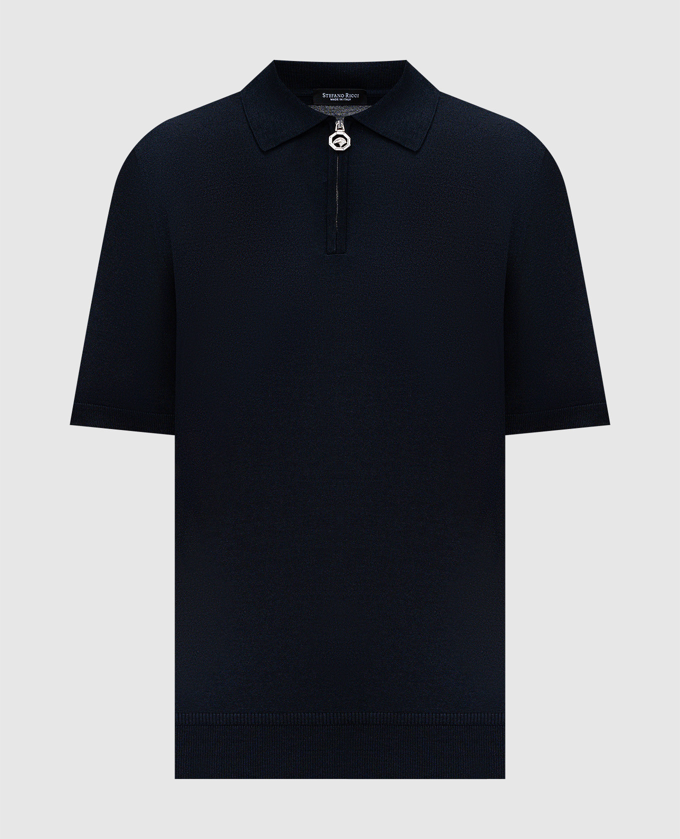 

Blue silk polo shirt with emblem Stefano Ricci