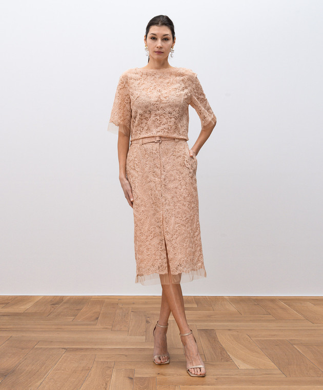 Ermanno Scervino - Beige lace pencil skirt D462O332OEX - shop with