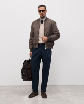 Brunello Cucinelli Beige melange wool and cashmere cardigan M2400106