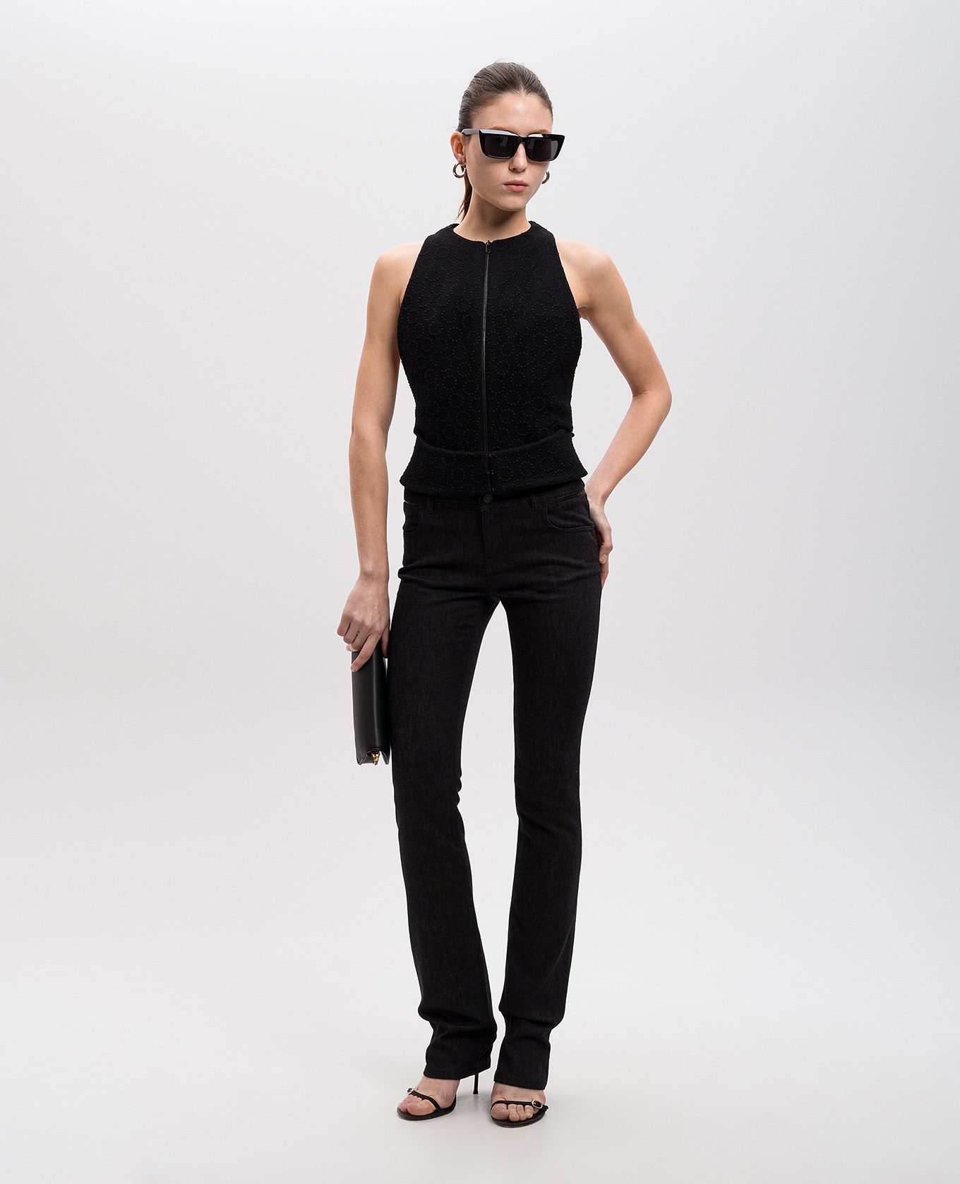 

Black jeans with leather inserts Tom Ford