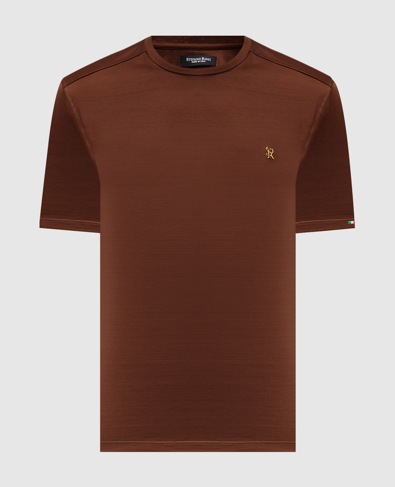 Brown T-shirt with monogram and logo Stefano Ricci