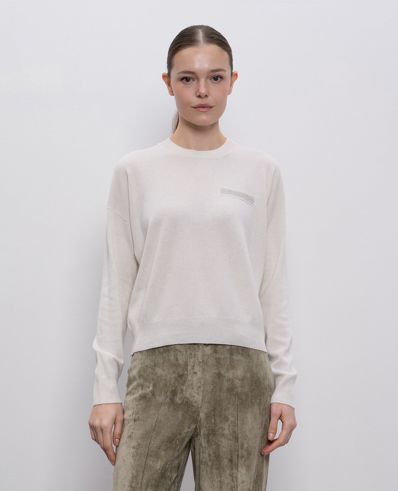 

Beige wool, silk and cashmere jumper Peserico